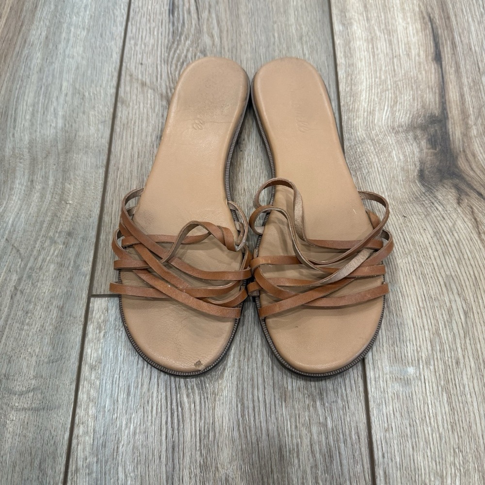 Madewell Tracie Crisscross Slide Sandal Brown Leather Women 7 US